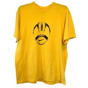 Nike Loose Fit Football Graphic T-Shirt Mens XL Yellow  Y2K Preppy